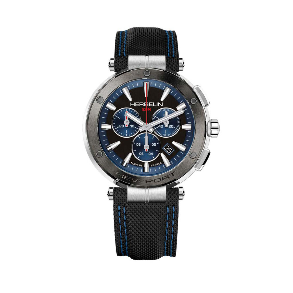 Montre Herbelin Newport Chrono Noir Et Bleu - Montres Homme | Histoire d&rsquo;Or
