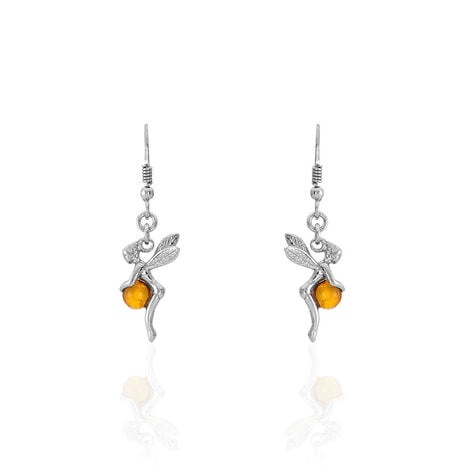 Boucles D'oreilles Pendantes Argent Blanc Abellia Ambre - Boucles d'oreilles fantaisie Femme | Histoire d’Or