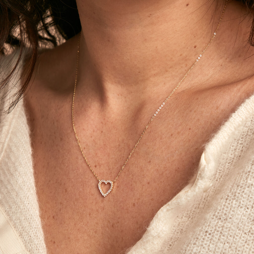 Collier Or Jaune Ansel Oxyde De Zirconium - Colliers Femme | Histoire d’Or