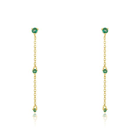 Boucles D'oreilles Pendantes Emeald Is The New Black Or Jaune Emeraude - Boucles d'oreilles pendantes Femme | Histoire d’Or