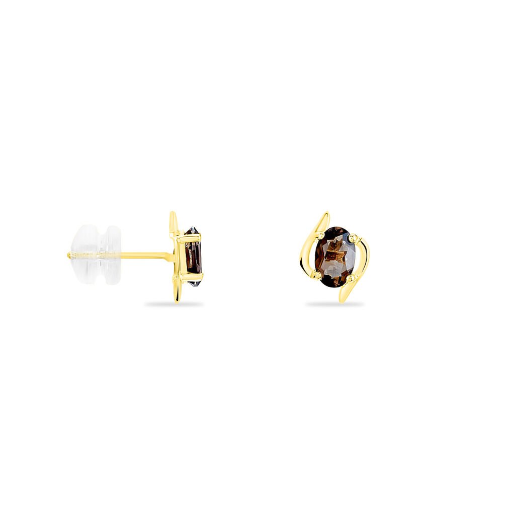 Boucles D'oreilles Puces Vrille Ovale Or Jaune Quartz - Clous d'oreilles Femme | Histoire d&rsquo;Or