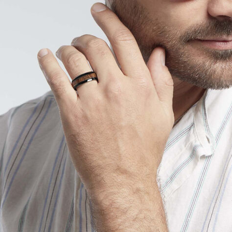 Bague Acier Noir Isidorius Oxyde De Zirconium Noir - Bagues avec pierre Homme | Histoire d’Or