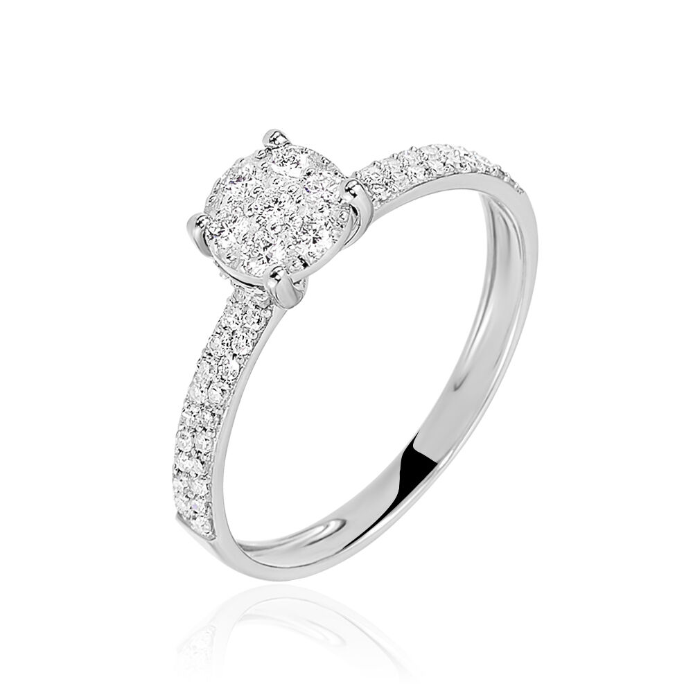 Bague De Fiançailles/mariage Diamant Lab 3,00 Ct - Or Blanc Plaqué 14k, Taille Ronde, Personnalisable