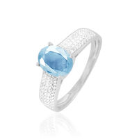 Bague Crista Or Blanc Topaze Et Diamant