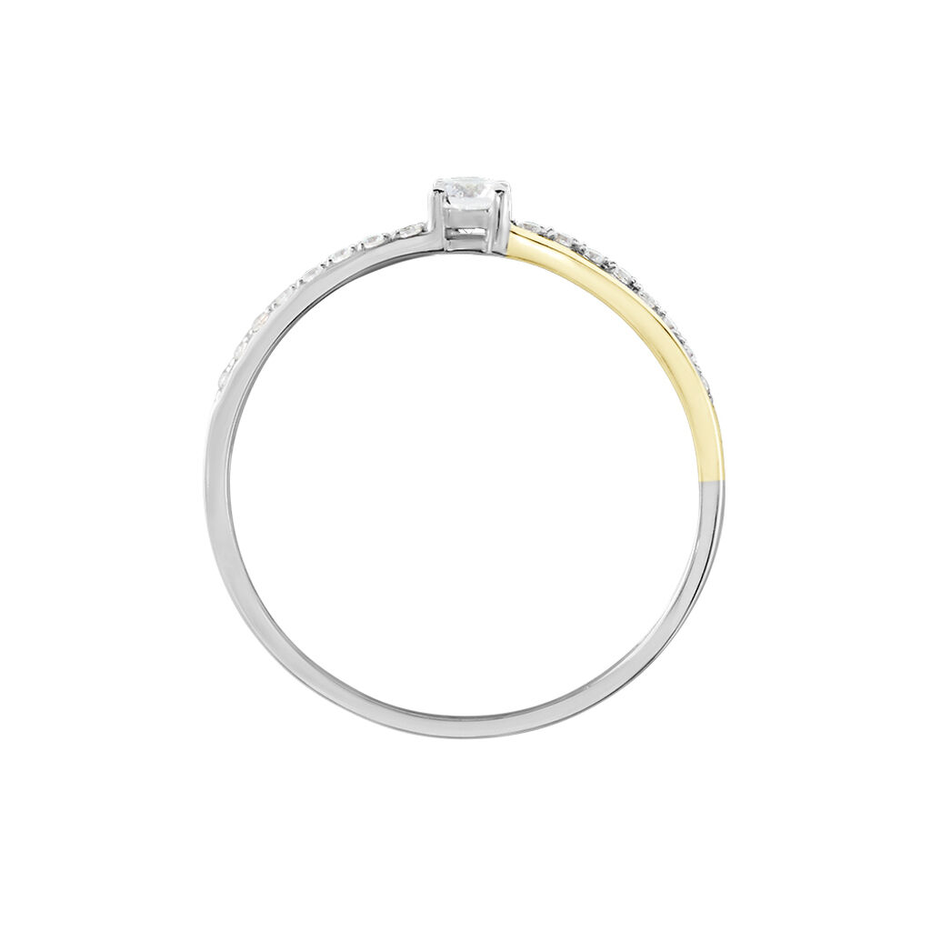 Gouden Driekleur Ring Van Zirkoniumoxide - Bagues solitaires Femme | Histoire d’Or