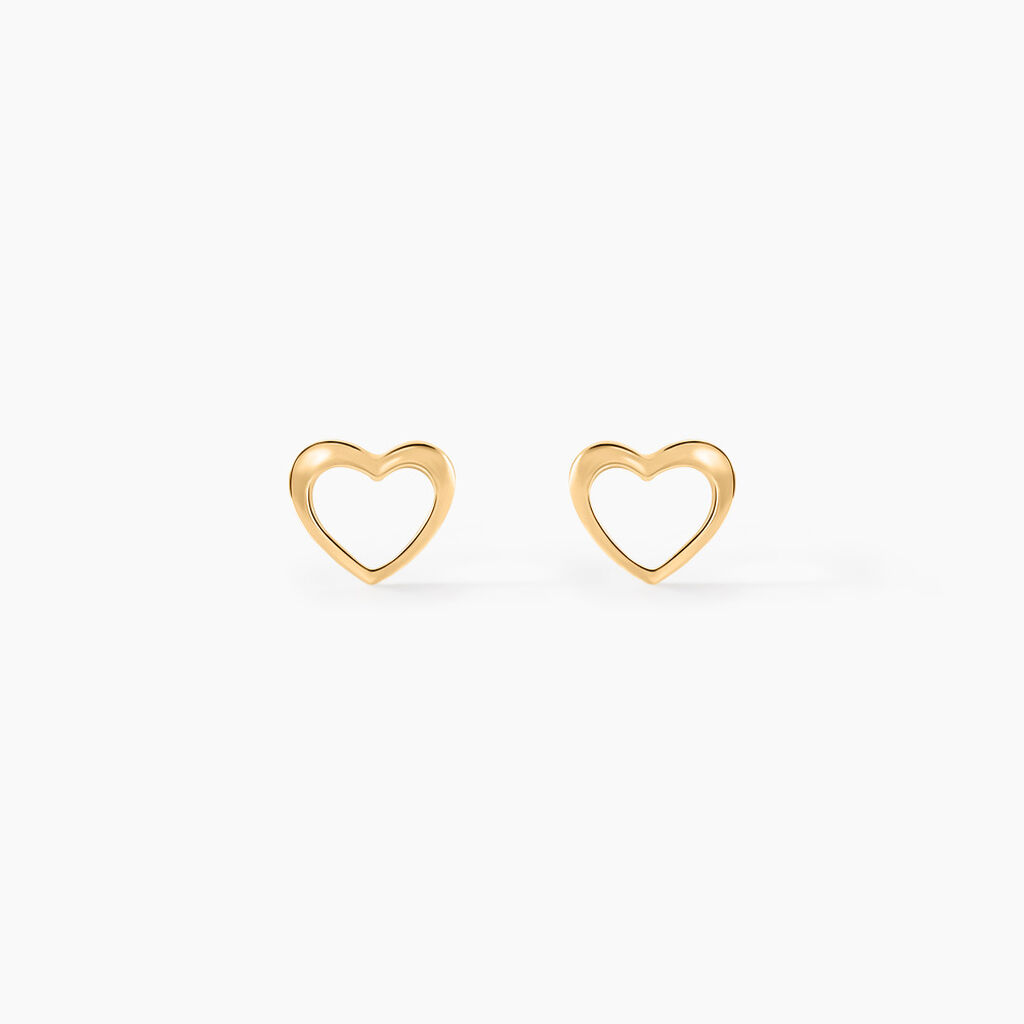 Boucles D'oreilles Puces Anne-maudae Coeurs Or Jaune - Clous d'oreilles Femme | Histoire d’Or
