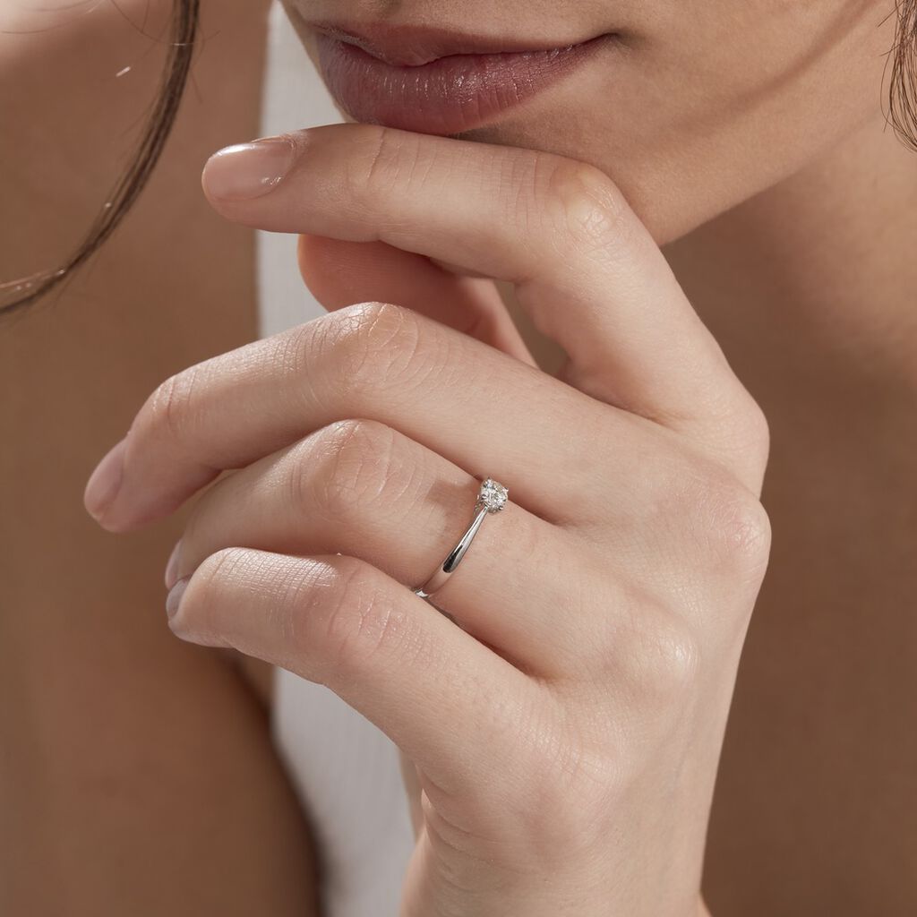 Bague Solitaire Or Blanc Aphrodite Diamant - Bagues solitaires Femme | Histoire d’Or