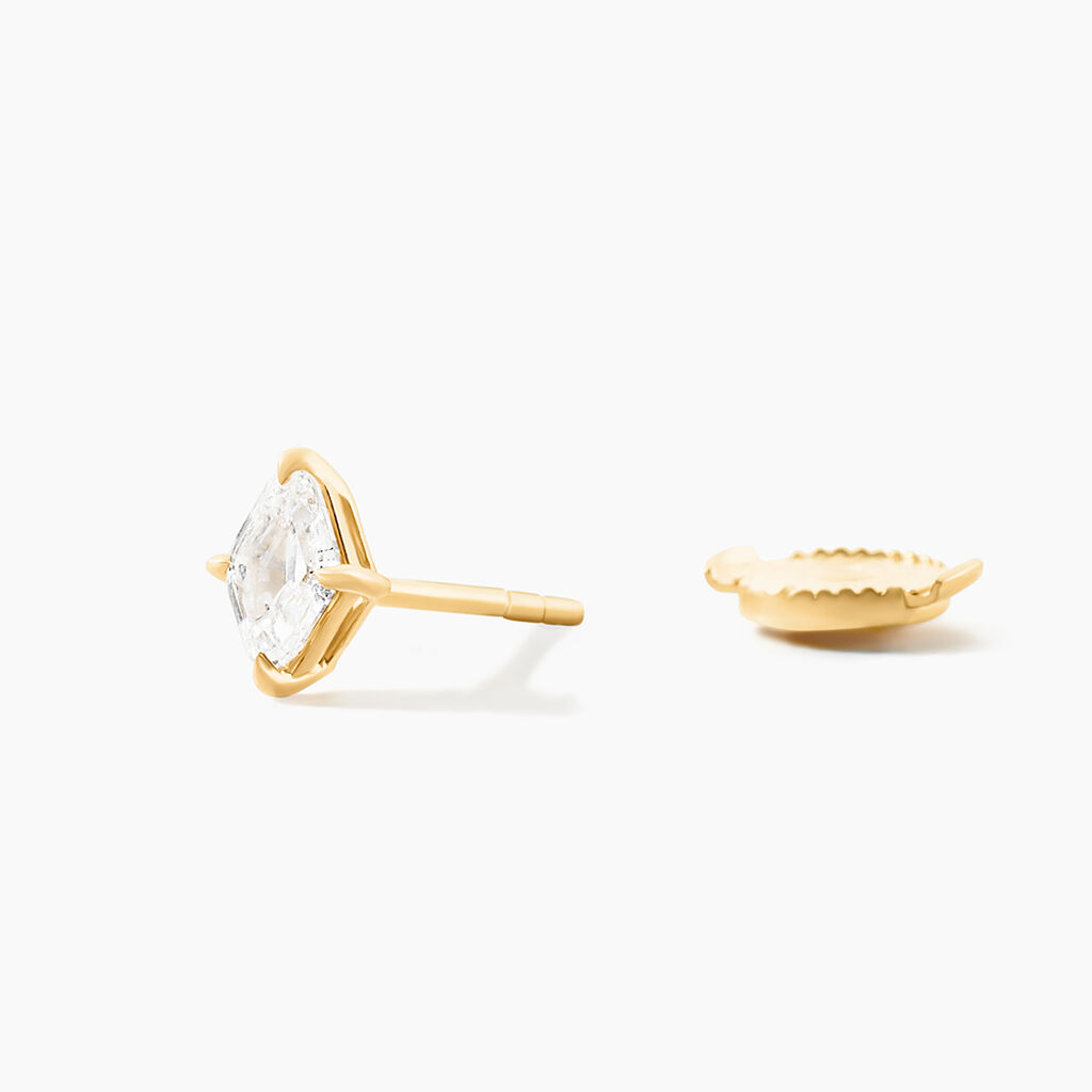 Boucles D'Oreilles Puces Icone Or Jaune Diamant Synthetique - Clous d'oreilles Femme | Histoire d&rsquo;Or