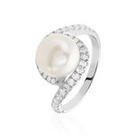 Bague Loris Argent Blanc Perle De Culture Et Oxyde De Zirconium - Bagues solitaires Femme | Histoire d&rsquo;Or