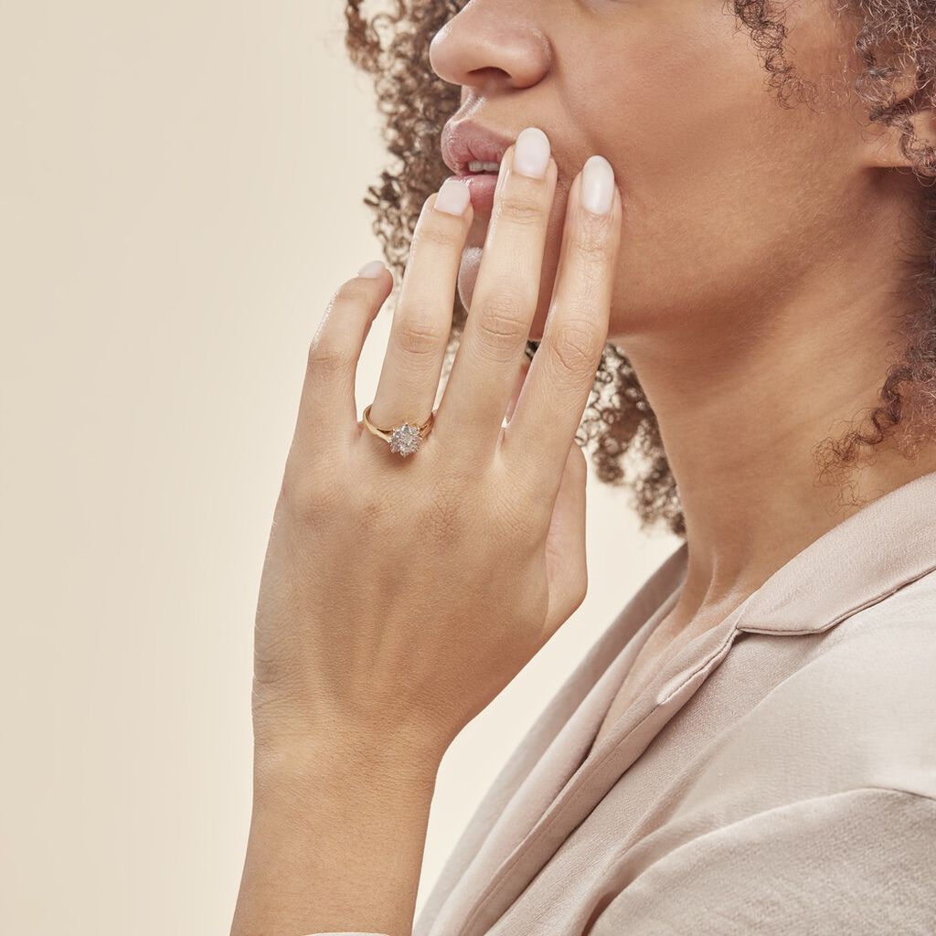 Bague Plaqué Or Mahats Oxyde De Zirconium - Bagues solitaires Femme | Histoire d’Or