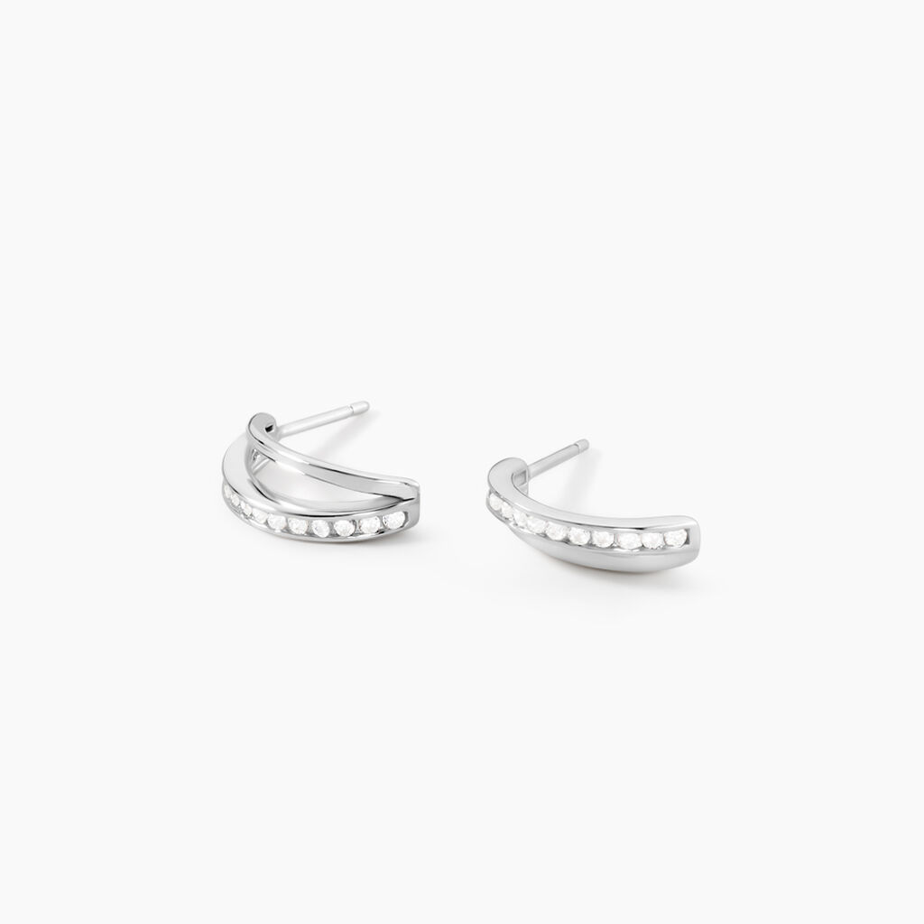 Cr&eacute;oles Otho Rondes Argent Blanc Oxyde De Zirconium - Boucles d'oreilles cr&eacute;oles Femme | Histoire d&rsquo;Or