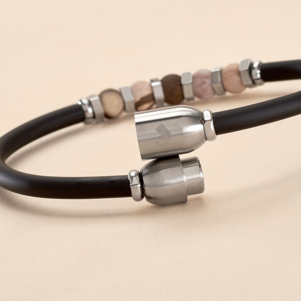 Bracelet Jourdan Caoutchouc Noir Agate - Bracelets Homme | Histoire d’Or