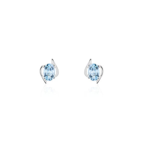Boucles D'oreilles Puces Vrille Ovale Or Blanc Topaze - Clous d'oreilles Femme | Histoire d’Or
