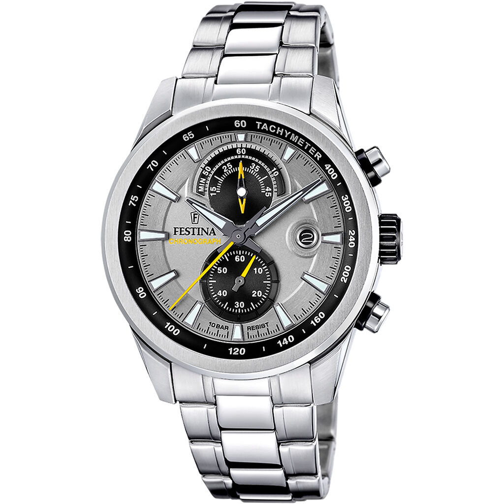 Montre Festina Timeless Chronograph Argent&eacute; - Montres Homme | Histoire d&rsquo;Or