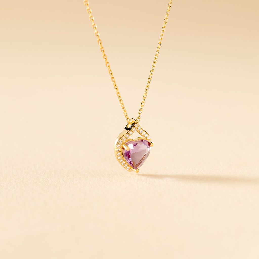 Collier Rosaline Or Jaune Amethyste Et Oxyde De Zirconium - F&ecirc;te des m&egrave;res Femme | Histoire d&rsquo;Or