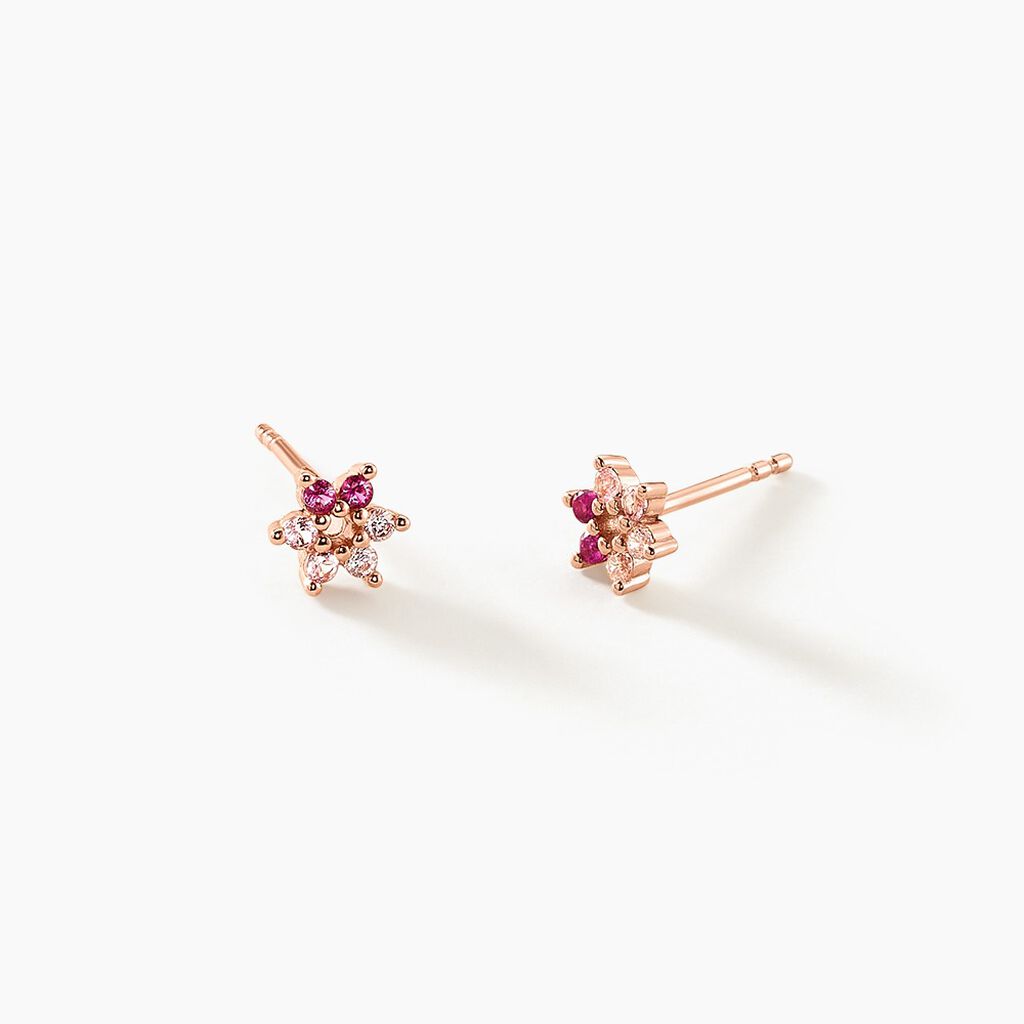 Boucles D'oreilles Puces Pavel Argent Rose Oxyde De Zirconium