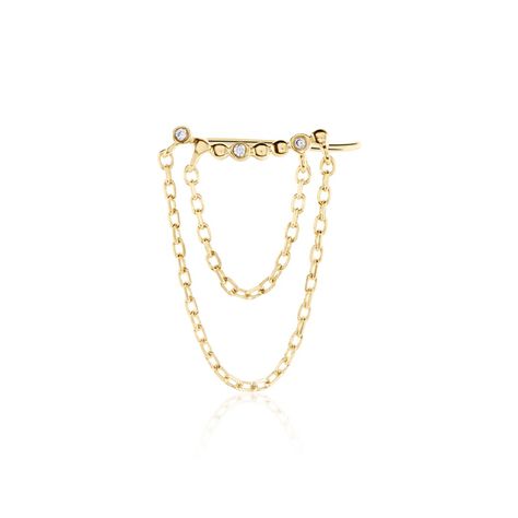 Bijou D'oreille Unitaire Plaqu&eacute; Or Jaune Kazia Oxydes De Zirconium - Boucles d'oreilles fantaisie Femme | Histoire d&rsquo;Or