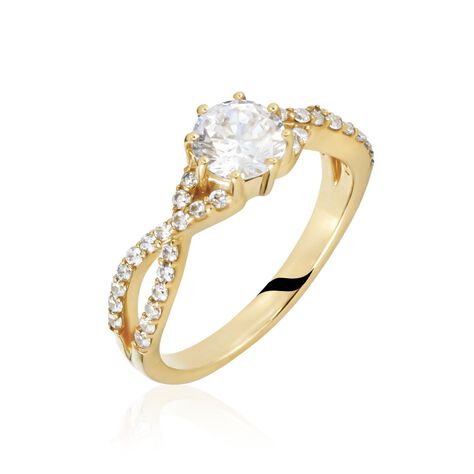 Bague Solitaire Plaqué Or Jaune Arienne Oxydes De Zirconium - Bagues solitaires Femme | Histoire d’Or