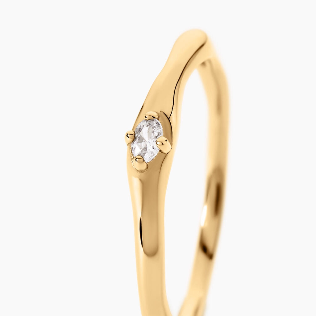 Bague Sunset Riviera Argent Dor&eacute; A L'Or 750/1000 Oxyde De Zirconium - Bagues solitaires Femme | Histoire d&rsquo;Or