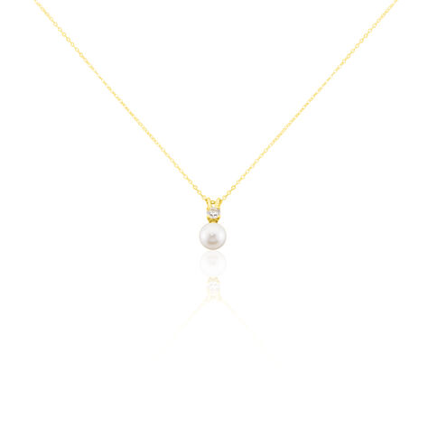 Collier Or Jaune Bragi Perle De Culture Oxyde De Zirconium - Colliers Femme | Histoire d’Or