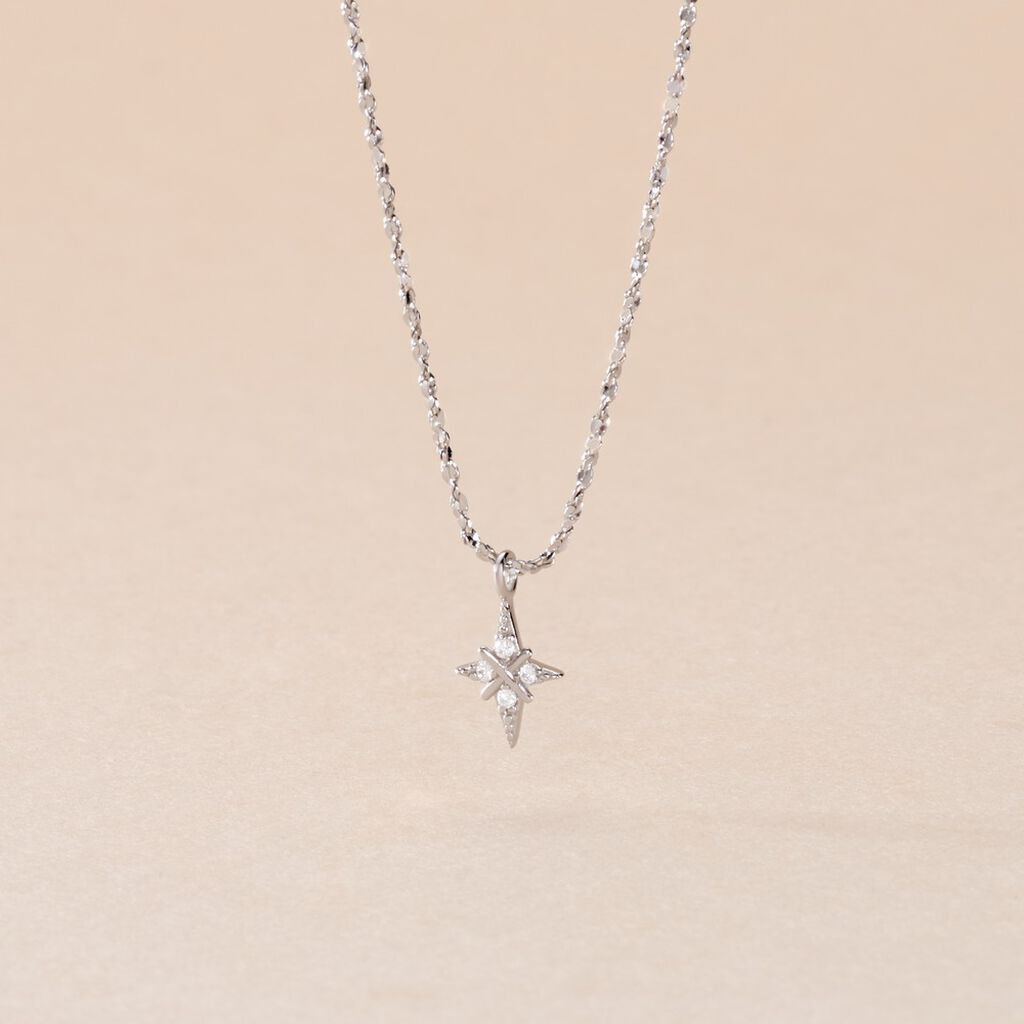 Collier Astre Precieux Argent Blanc Oxyde De Zirconium - Colliers fantaisie Femme | Histoire d&rsquo;Or