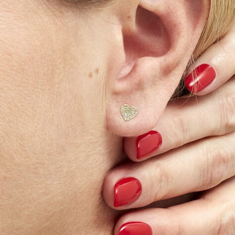 Boucles D'oreilles Puces Marta Or Jaune - Boucles d'Oreilles Coeur Femme | Histoire d’Or