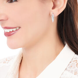 Boucles D'oreilles Pendantes Angeline Argent Blanc Oxyde De Zirconium - Boucles d'Oreilles Plume Femme | Histoire d’Or