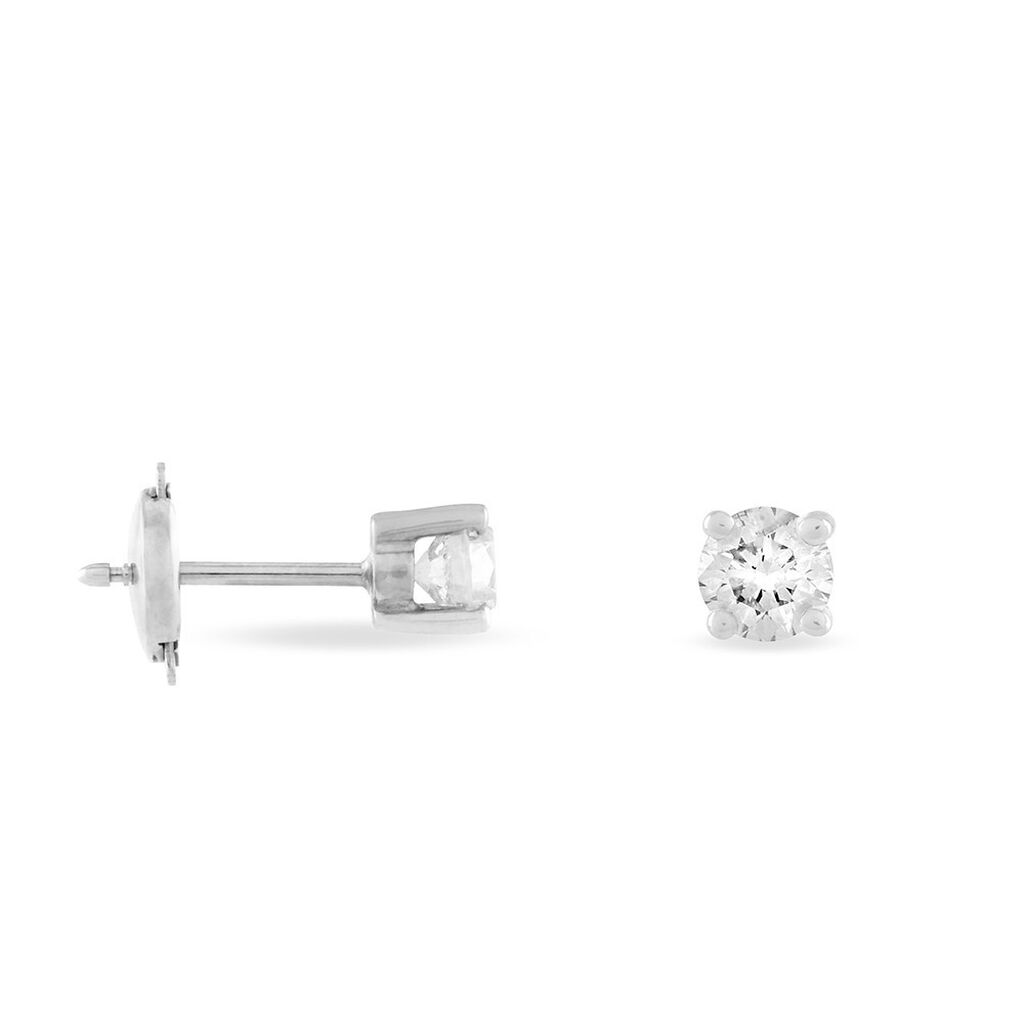 Boucles D'oreilles Puces Victoria Or Blanc Diamant - Clous d'oreilles Femme | Histoire d’Or