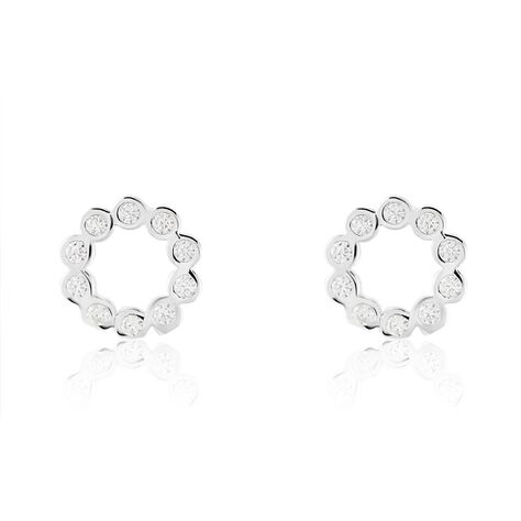Boucles D'oreilles Puces Argent Blanc Leonhard Oxydes De Zirconium - Boucles d'oreilles fantaisie Femme | Histoire d’Or