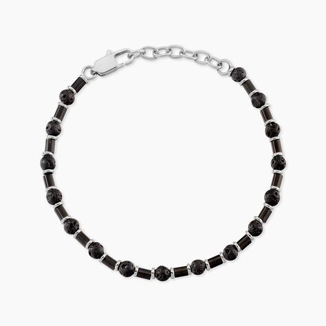 Bracelet Silas Acier Noir Pierre De Lave - Bracelets Homme | Histoire d&rsquo;Or