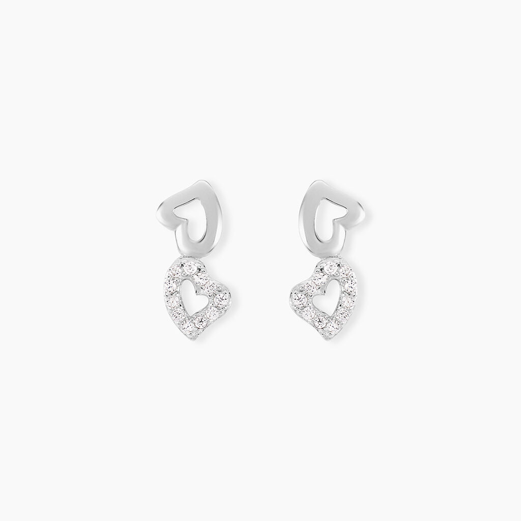 Boucles D'oreilles Puces Nonna Argent Blanc Oxyde De Zirconium - Boucles d'oreilles fantaisie Femme | Histoire d&rsquo;Or