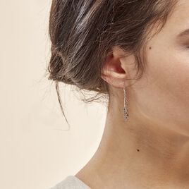 Boucles D'oreilles Pendantes Bartolomea Feuille Or Blanc - Boucles d'oreilles pendantes Femme | Histoire d’Or
