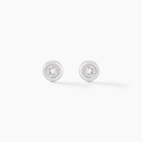 Boucles D'oreilles Puces Fatiana Or Blanc Diamant - Clous d'oreilles Femme | Histoire d&rsquo;Or