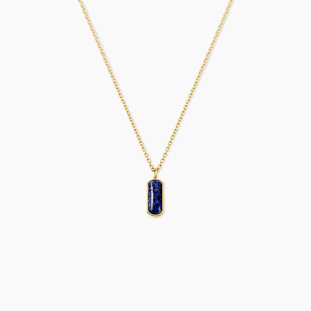 Collier Jazz Acier Jaune Lapis Lazuli - Colliers fantaisie Femme | Histoire d&rsquo;Or