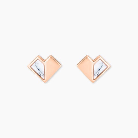 Boucles D'oreilles Puces Rossana Argent Rose Pierre De Synthese - Boucles d'oreilles fantaisie Femme | Histoire d’Or