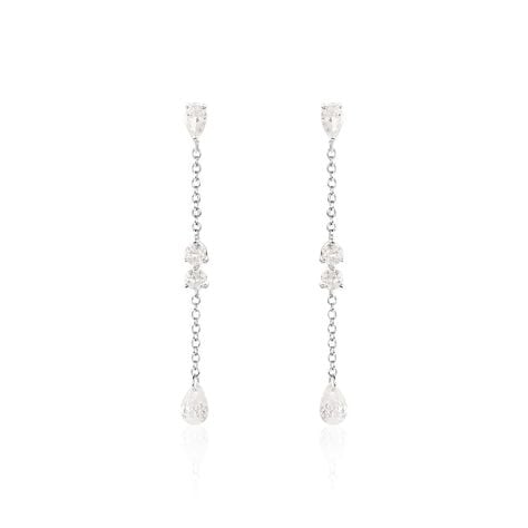 Boucles D'oreilles Pendantes Kelan Argent Blanc Oxyde De Zirconium - Boucles d'oreilles fantaisie Femme | Histoire d’Or