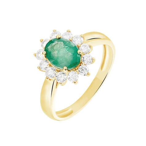 Bague Vladimir Or Jaune Emeraude Diamants - Bagues solitaires Femme | Histoire d&rsquo;Or