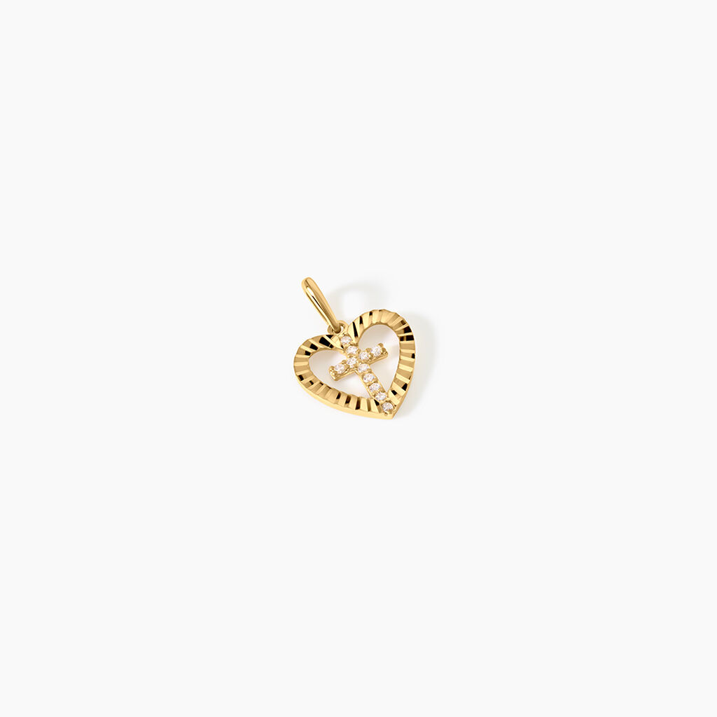 Pendentif Kallistrate Argent Dor&eacute; A L'Or 750/1000 Oxyde De Zirconium - Pendentifs Communion Femme | Histoire d&rsquo;Or