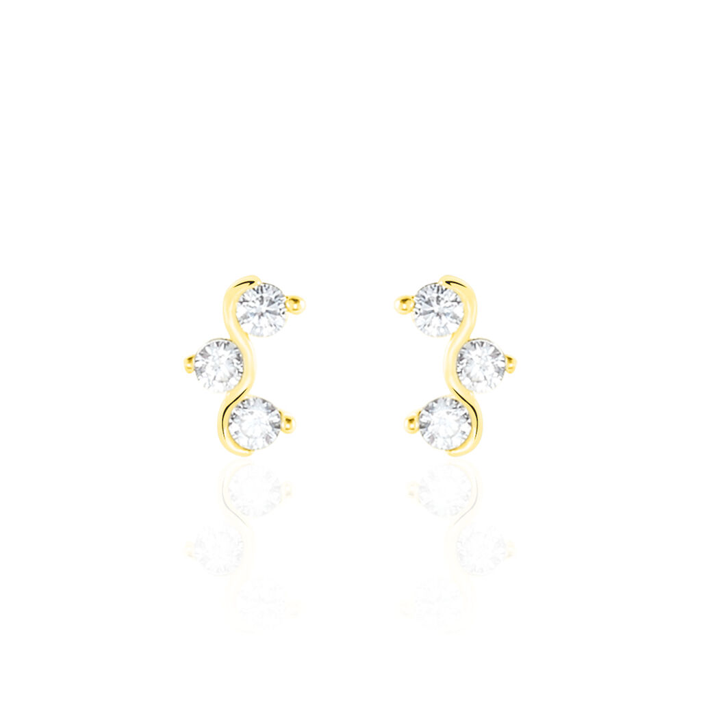 Boucles D'oreilles Puces Mureille Or Jaune Oxyde De Zirconium - Clous d'oreilles Femme | Histoire d’Or