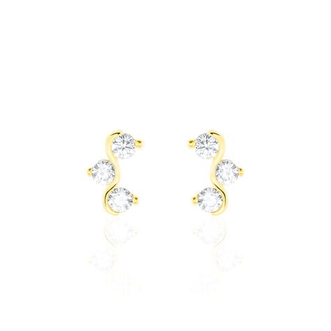 Boucles D'oreilles Puces Mureille Or Jaune Oxyde De Zirconium - Clous d'oreilles Femme | Histoire d’Or