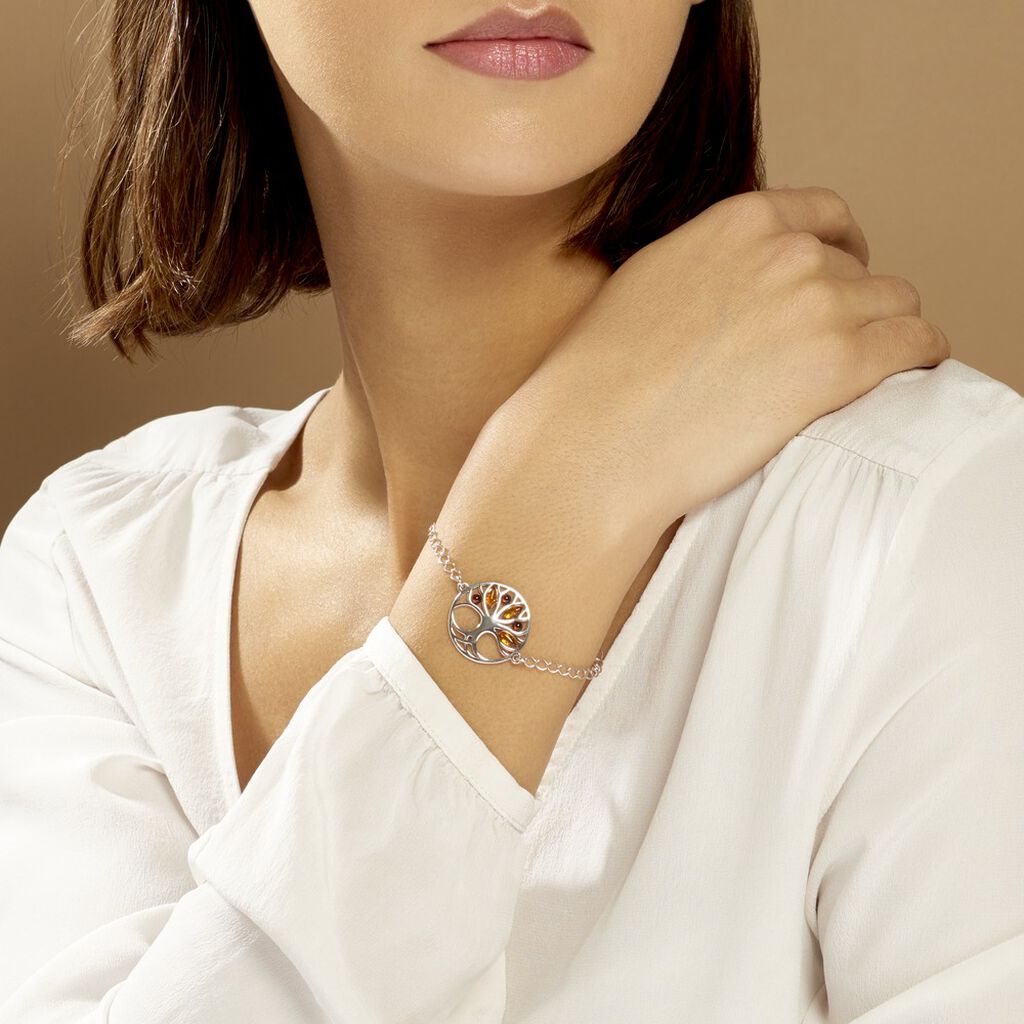 Bracelet Argent Blanc Odaya Ambre - Bracelets Femme | Histoire d’Or
