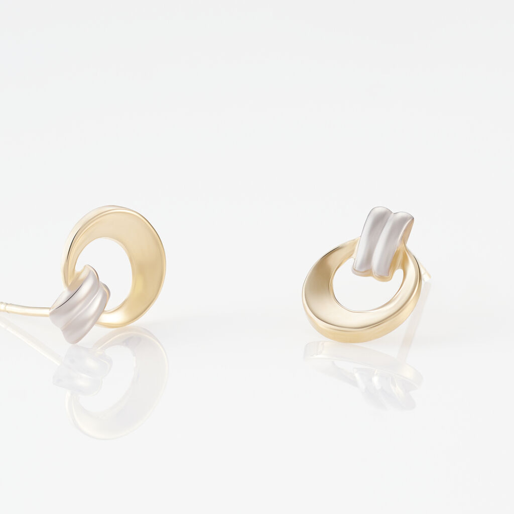 Boucles D'oreilles Puces Berangere Cercle Or Bicolore - Clous d'oreilles Femme | Histoire d’Or