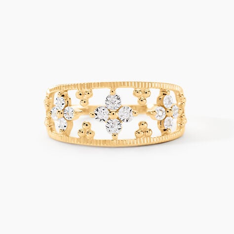 Bague Or Jaune Eternal Spring 3 Fleurs Diamants - Bagues solitaires Femme | Histoire d’Or