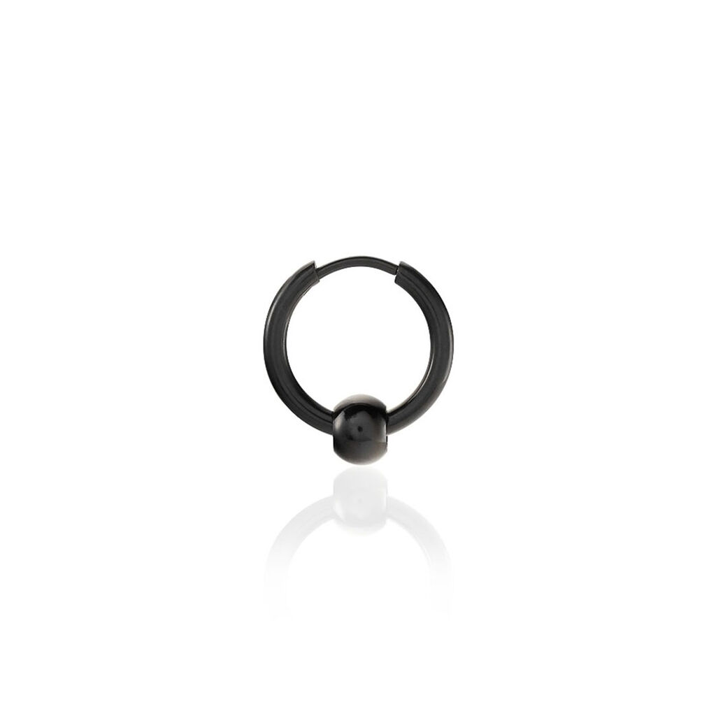 Créole Unitaire Achille Acier Noir - Boucles d'oreilles créoles Homme | Histoire d’Or