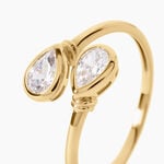 Bague Sunset Riviera Argent Dor&eacute; A L'Or 750/1000 Oxyde De Zirconium - Bagues avec pierre Femme | Histoire d&rsquo;Or