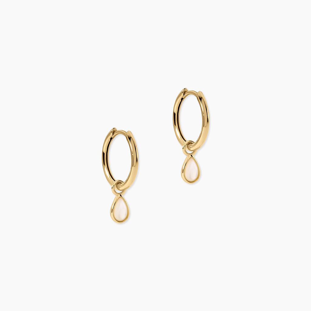 Cr&eacute;oles Ondee Argent Dor&eacute; A L'Or 750/1000 Nacre - Boucles d'oreilles cr&eacute;oles Femme | Histoire d&rsquo;Or