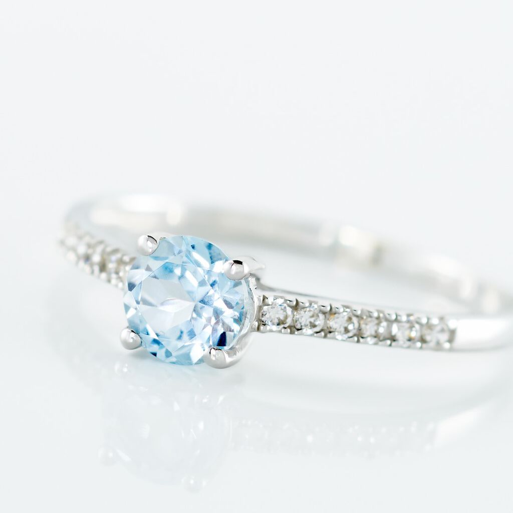 Bague Or Blanc Manon Topaze Oxydes De Zirconium - Bagues solitaires Femme | Histoire d’Or