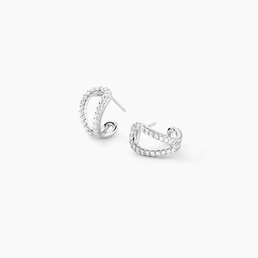 Cr&eacute;oles Livie Argent Blanc Oxyde De Zirconium - Cr&eacute;oles fantaisie Femme | Histoire d&rsquo;Or