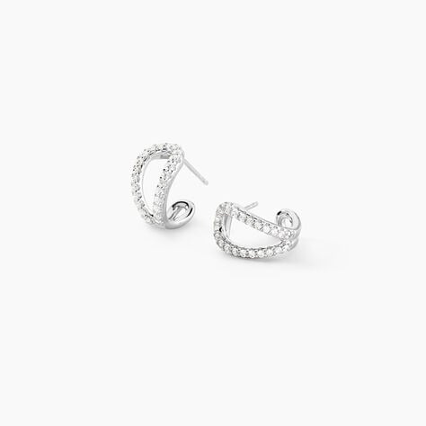 Cr&eacute;oles Livie Argent Blanc Oxyde De Zirconium - Cr&eacute;oles fantaisie Femme | Histoire d&rsquo;Or