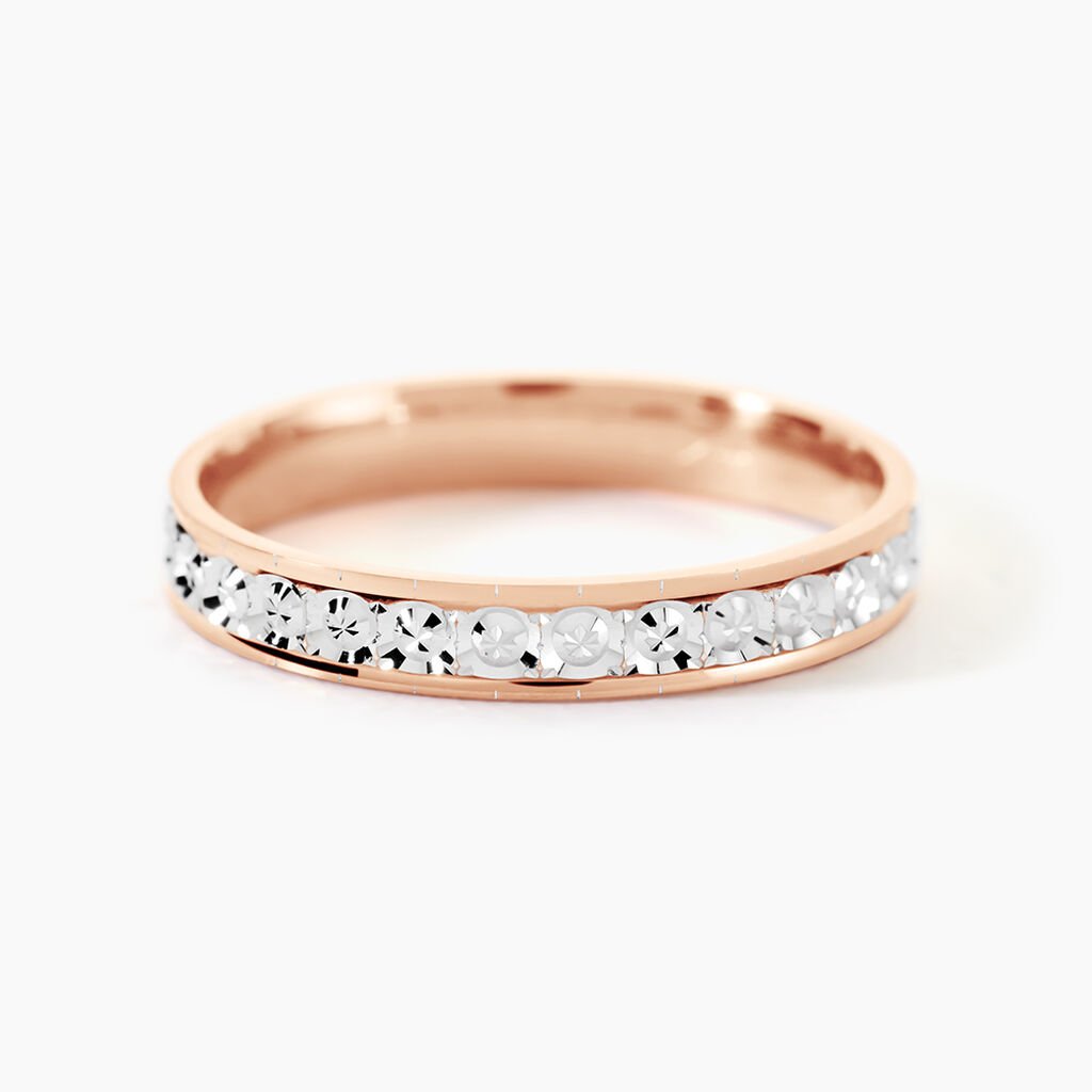 Alliance Fantaisie Diamantee Ruban Plat Or Bicolore - Alliances Unisex | Histoire d&rsquo;Or